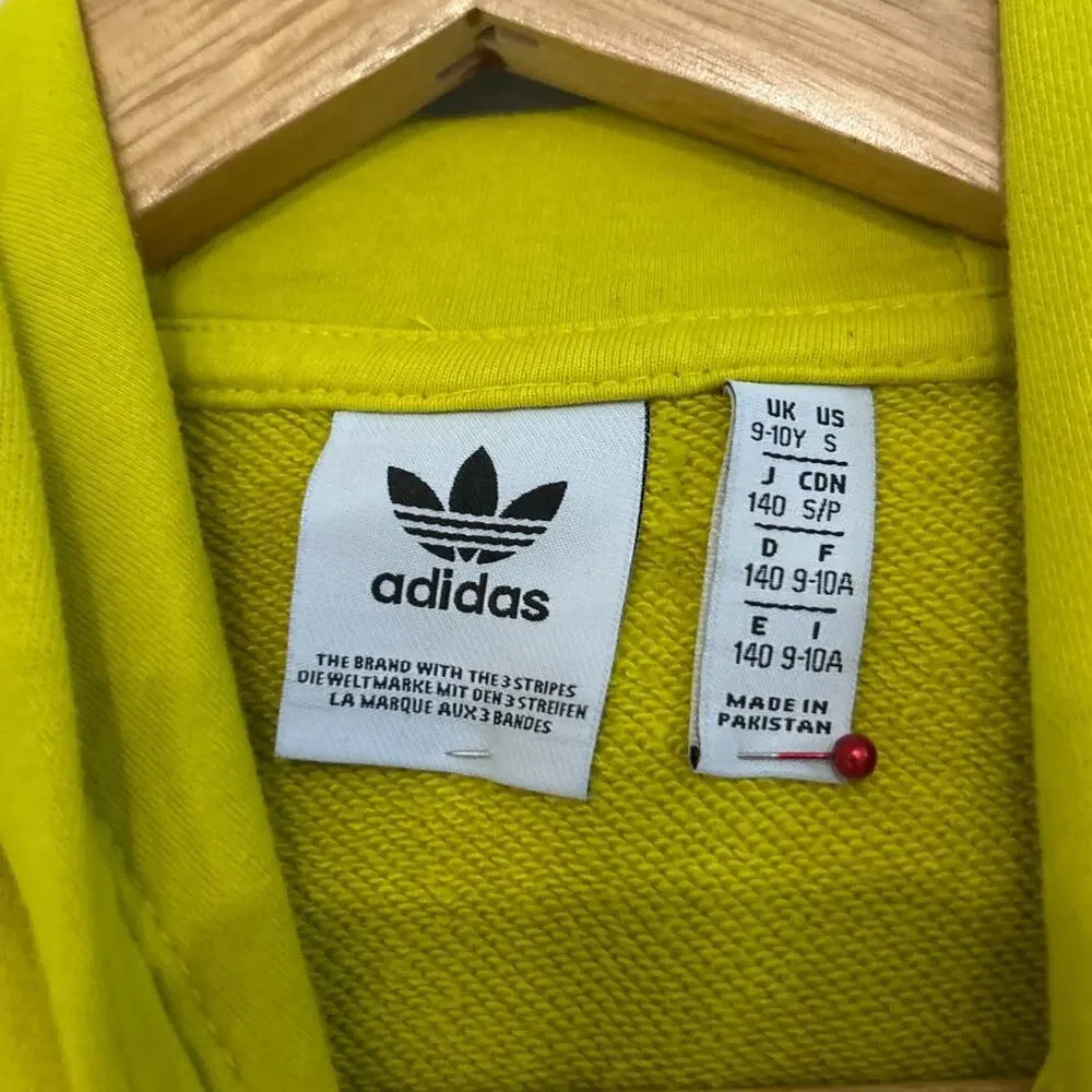 Adidas Boys Youth Sweatshirt Hoodie Yellow Small 9/10